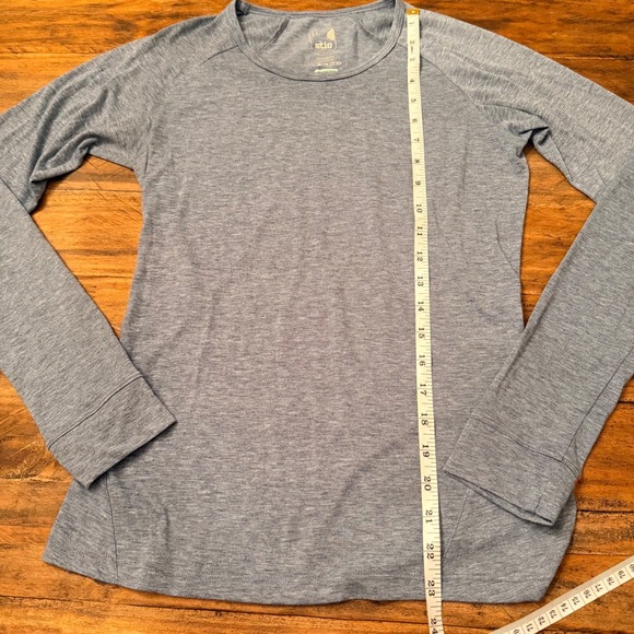 Stio Womens XS Drirelease Long Sleeve Performance Top Heather Blue Thumbholes - Picture 6 of 10